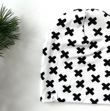 Load image into Gallery viewer, Black and White X Slouchy Beanie