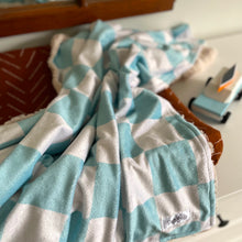 Load image into Gallery viewer, Baby Blue Retro Check Cozy Blanket