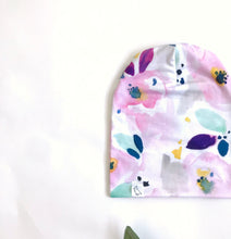 Load image into Gallery viewer, Violet Floral Slouchy Beanie