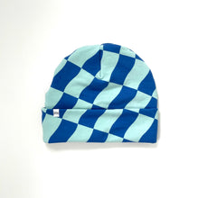 Load image into Gallery viewer, Blue Check Fleece Slouchy Beanie
