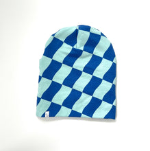 Load image into Gallery viewer, Blue Check Fleece Slouchy Beanie
