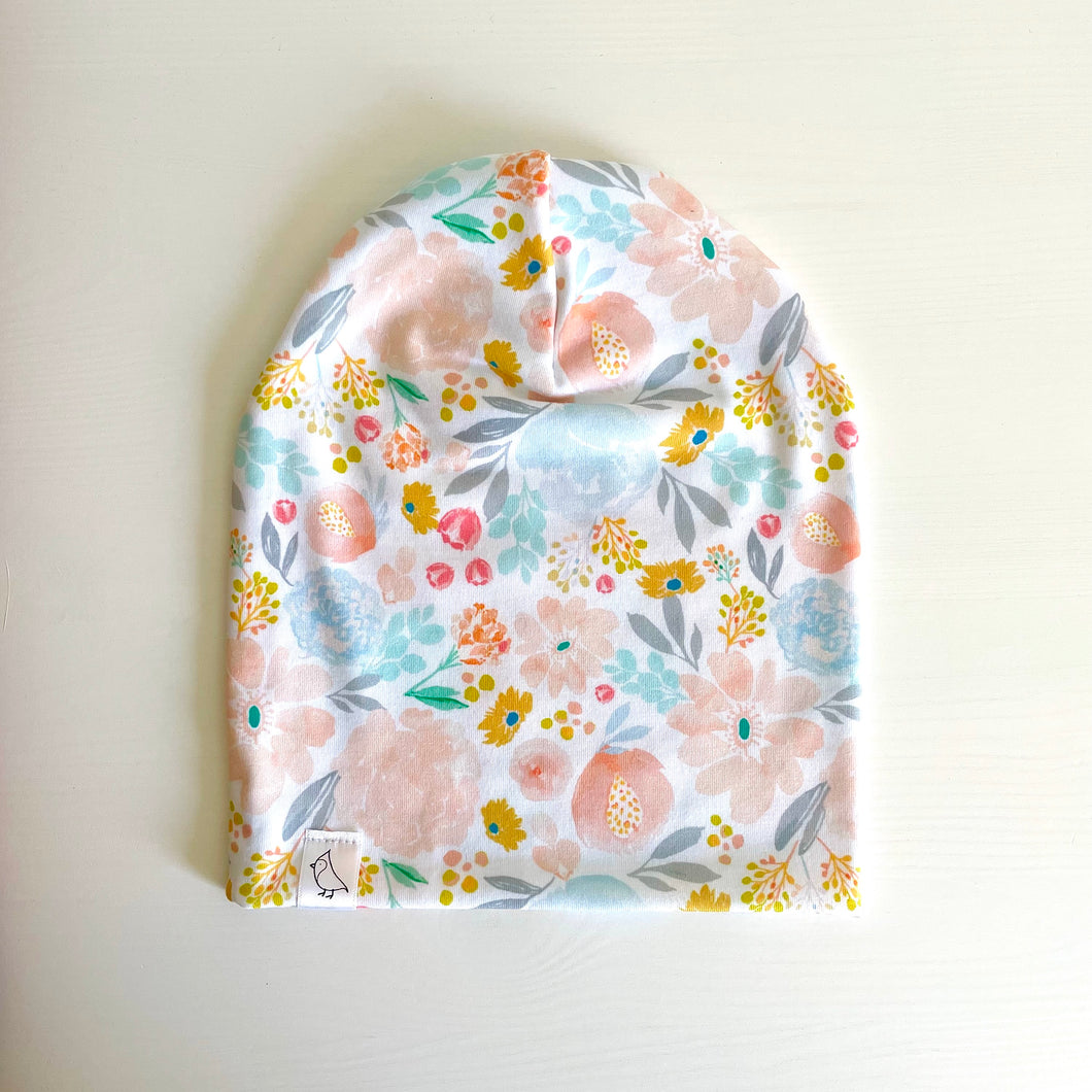 Pastel Floral Slouchy Beanie