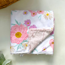 Load image into Gallery viewer, White and Pink Floral Cozy Blanket
