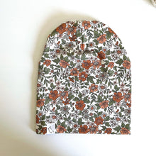 Load image into Gallery viewer, Rust Floral Slouchy Beanie
